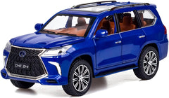 Diecast car Model 1/24 Scale - Zinc Alloy Pull Back Toy car with Sound and Light, Collectible Toys Vehicle for Adults and Boys Girls (Blue)