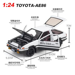 1:24 Initial D Toyota Trueno AE86 Alloy Diecast Car Model Sports Car Toys For Kids Adults Pull Back Vehicles Toy Cars Black Hood