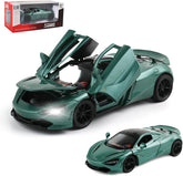 Diecast Toy Car McLaren 720S Sports Car Model,Zinc Alloy Simulation Casting Pull Back Vehicles,1:32 Scale Mini Supercar Toys with Lights and Music for Toddlers Kids Children Gift (720S-Green)