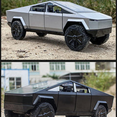 Toy Trucks Pickup Model Pull Back Pick-Up Truck with Sound and Light, Alloy Diecast Truck Toy Cars for Kids Gift or Vehicles Model Collection Enthusiasts (1/24 Grey Pickup Truck)