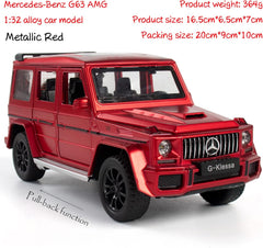 Alloy Collectible Red Benz G63 AMG Toy Vehicle Pull Back Die-Cast Car Model with Lights and Sound