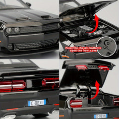 1/24 Scale Super Model Car, Zinc Alloy Pull Back Toy Car With Sound And Light For Kids Boy Girl Birthday Gift Halloween, Christmas Gift