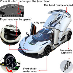 Toy Cars Model Koenigsegg Jesko 1/24 White Alloy Collectibles Die-cast Vehicles with Sound and Light