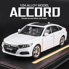 1:24 Accord Limousine Sound & Light Alloy Metal Diecast Car Model Collecting Hobby Decoration Trendy Holiday Gift Box Boy