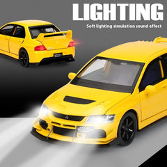 JDM 1:32 Mitsubishi Lancer Evolution Ninth Generation Super Racing Metal Alloy Diecast Car Model Sound & Light Right Rudder Gift
