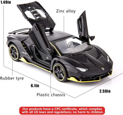 BDTCTK 1:32 Lambo LP770 Car Model Toy Child Sound and Light Pull Back Car Zinc Alloy Toys for Kids Boy Girl Gift (Black)