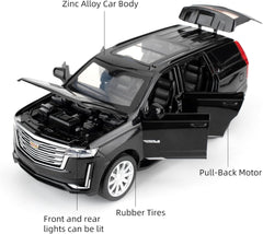 1:32 Scale Car Model Compatible for Collectible Escalade SUV Diecast Toy Vehicle, Zinc Alloy Pull Back Toy Car with Sound and Light for Adult Boys Girls 3 4 5 6 7 8 (Black)