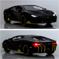 BDTCTK 1:32 Lambo LP770 Car Model Toy Child Sound and Light Pull Back Car Zinc Alloy Toys for Kids Boy Girl Gift (Black)