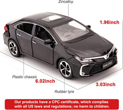 BDTCTK Compatible for 1:32 Corolla Model Car, Zinc Alloy Pull Back Toy Car with Sound and Light for Kids Boy Girl Black