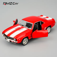 RMZ CITY 1:36 Scale 1969 for CHEVROLET for Camaro S5 Diecast Model - Vibrant Yellow with Black Stripes, Zinc Alloy PullBack Toy Car with Openable Doors & Detailed Interior, Perfect Gift for Boys & Girls