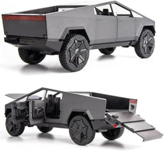 Toy Trucks Pickup Model Pull Back Pick-Up Truck with Sound and Light, Alloy Diecast Truck Toy Cars for Kids Gift or Vehicles Model Collection Enthusiasts (1/24 Grey Pickup Truck)