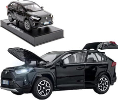 Model Car 1/32 RAV4 Toy Car Alloy Diecast Collectible Model with Light and Sound Toy Vehicle for Boys Kids Toddler Gift Black car