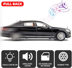 1/24 Scale Compatible with Benz E300 Toy Car Alloy Die-cast Pull Back Car Model with Light and Sound Toy Vehicles for Adults Boys Girls Gift Decoration Toy (Black)