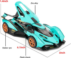 BDTCTK 1/32 Lamborghini V12 Vision GT Model Car, Zinc Alloy Pull Back Toy Car with Sound and Light for Kids Boy Girl Gift(Blue)