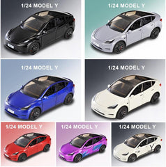 1/24 Model Y Toy Cars Alloy Diecast Model Car, Pull Back Model Y Model Car with Light, Big Model Y Diecast Car Model Toy Suitable for Kids Adults Birthday Gift (White)