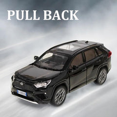 Model Car 1/32 RAV4 Toy Car Alloy Diecast Collectible Model with Light and Sound Toy Vehicle for Boys Kids Toddler Gift Black car