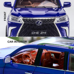 Diecast car Model 1/24 Scale - Zinc Alloy Pull Back Toy car with Sound and Light, Collectible Toys Vehicle for Adults and Boys Girls (Blue)