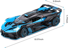 Toy Car Model for Bugatti Compatible with 1:24 Bugatti Bolide Alloy Diecast Car Toy with Lights and Music, Pull Back Car Toys for Kids Boys Girls Gift (Blue)