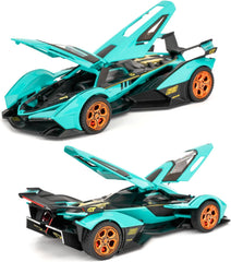 BDTCTK 1/32 Lamborghini V12 Vision GT Model Car, Zinc Alloy Pull Back Toy Car with Sound and Light for Kids Boy Girl Gift(Blue)