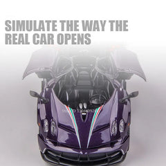 1:32 Scale Pagani Dinastia Huayra BC Car Model Toy Sound Light Gull Wing Door Alloy Diecast Supercar Models Boys Kids Gifts