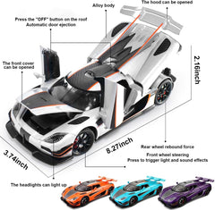 EROCK 1:24 Koenigsegg ONE die-cast car Model Toys, Open Door Design, Sound and Light Function, Suitable Gifts, Decorations, Collectibles, Toys for Adults and Children. (Purple-one)