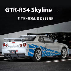 1:32 Nissan GTR R34 Skyline Supercar Alloy Metal Diecast Car Model Sound & Light Collection of Hobby Models Trendy Ornament Gift