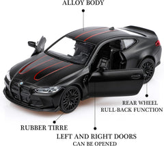 1/36 Scale BMW M4 Diecast Model Cars,Pull Back Vehicles BMW Toy Cars,Cars Gifts for Boys Girls(Black)