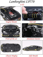 Alloy Collectible Black Lamborghini Toy Pull Back Vehicles Diecast Cars Model with Light & Sound