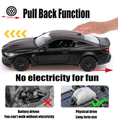 1/36 Scale BMW M4 Diecast Model Cars,Pull Back Vehicles BMW Toy Cars,Cars Gifts for Boys Girls(Black)
