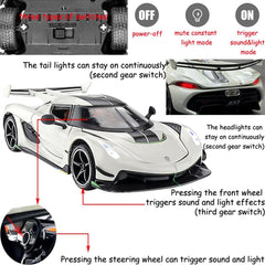 Toy Cars Model Koenigsegg Jesko 1/24 White Alloy Collectibles Die-cast Vehicles with Sound and Light