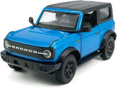 2-Door Bronco Badlands Model Car 1/36 Scale Diecast Toy Cars Metal Alloy Children’s Vehicles, Pull Back Doors Open, Black Rim, Mens Collection, Kids Toys for Boys Gifts, Cake Topper Home Décor, Blue