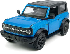 2-Door Bronco Badlands Model Car 1/36 Scale Diecast Toy Cars Metal Alloy Children’s Vehicles, Pull Back Doors Open, Black Rim, Mens Collection, Kids Toys for Boys Gifts, Cake Topper Home Décor, Blue