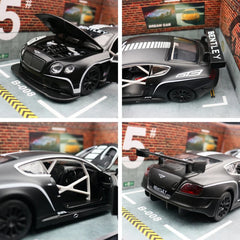 1/24 Bentley Continental GT3 Racing 1:24 Diecast Alloy Toy Car Miniature Model Free Wheels Sound & Light Collection Gift For Kid