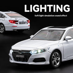 1:24 Accord Limousine Sound & Light Alloy Metal Diecast Car Model Collecting Hobby Decoration Trendy Holiday Gift Box Boy