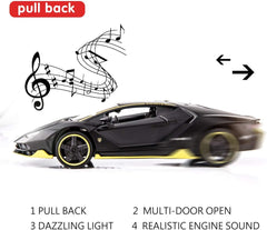 BDTCTK 1:32 Lambo LP770 Car Model Toy Child Sound and Light Pull Back Car Zinc Alloy Toys for Kids Boy Girl Gift (Black)