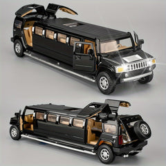 1/32 For Metal Simulation Sedan Lengthened Pull Back Sound And Light, ZincAlloy Children's Car Model Toy Collection Ornaments (Yellow)