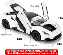 1/32 Maserati MC20 Alloy Model car, Model Toy with Pull Back Function, Toy car That Makes Sound and Bright Light, Model Toy for Collection, Gift for Kids (White)