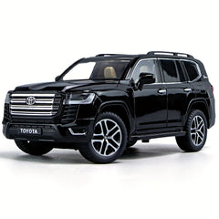 1pc 1/24 Scale for TOYOTA Land Cruiser DieCast Model - Black or White, Pull Back Action with Lights and Sounds, Zinc Alloy, Ideal Birthday Gift for Boys, for TOYOTA