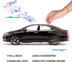 BDTCTK Compatible for 1:32 Corolla Model Car, Zinc Alloy Pull Back Toy Car with Sound and Light for Kids Boy Girl Black