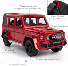 Alloy Collectible Red Benz G63 AMG Toy Vehicle Pull Back Die-Cast Car Model with Lights and Sound
