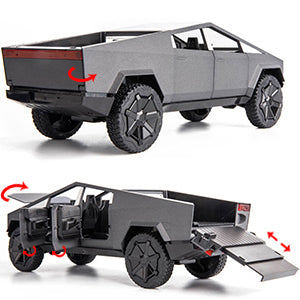 Toy Trucks Pickup Model Pull Back Pick-Up Truck with Sound and Light, Alloy Diecast Truck Toy Cars for Kids Gift or Vehicles Model Collection Enthusiasts (1/24 Grey Pickup Truck)