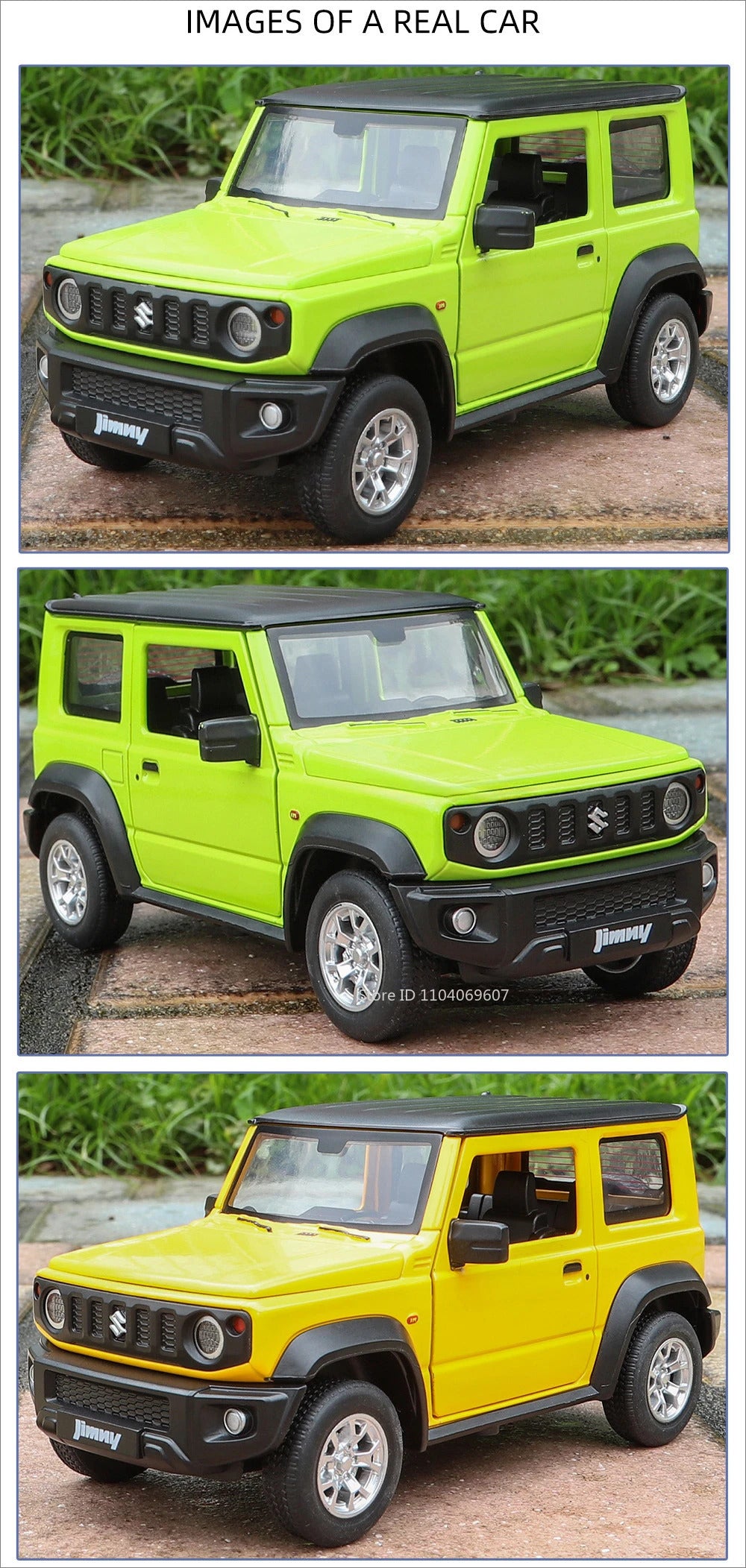 1:24 Suzuki Jimny Car Model Toys Alloy Diecast SUV 4 Doors Opened Pull Back Sound Light Shock Absorption Ornament Vehicles Gifts