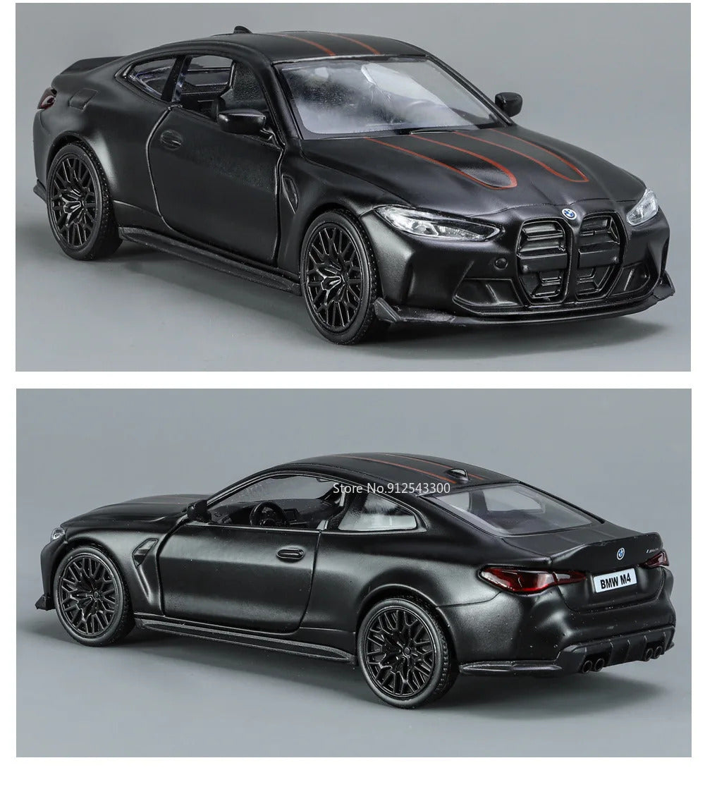 1/36 BMW M4 CSL Alloy Toys Car Model High Simulation Metal Genuine Door Opened Pull Back Function Boys Birthday Gifts Collection