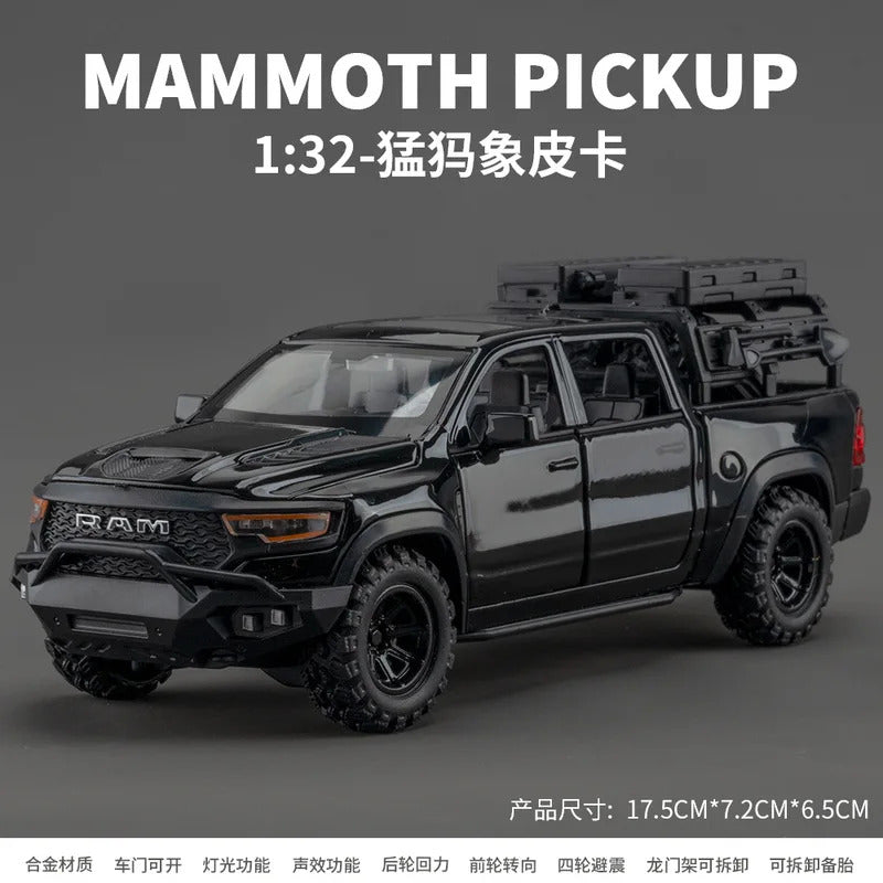 Diecast 1:32 RAM 1000 TRX Mammoth Pickup Alloy Model Car Toy Metal Casting Sound and Light Car Toys For Children Vehicle Toy Set