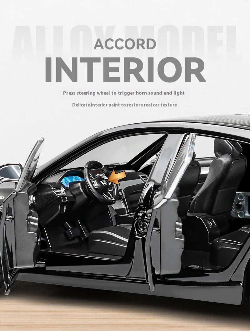 1:24 Accord Limousine Sound & Light Alloy Metal Diecast Car Model Collecting Hobby Decoration Trendy Holiday Gift Box Boy
