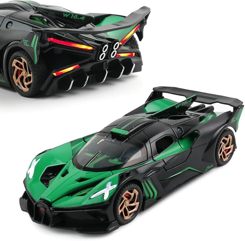 Diecast Toy Car McLaren 720S Sports Car Model,Zinc Alloy Simulation Casting Pull Back Vehicles,1:32 Scale Mini Supercar Toys with Lights and Music for Toddlers Kids Children Gift (720S-Green)