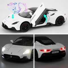 1/32 Maserati MC20 Alloy Model car, Model Toy with Pull Back Function, Toy car That Makes Sound and Bright Light, Model Toy for Collection, Gift for Kids (White)