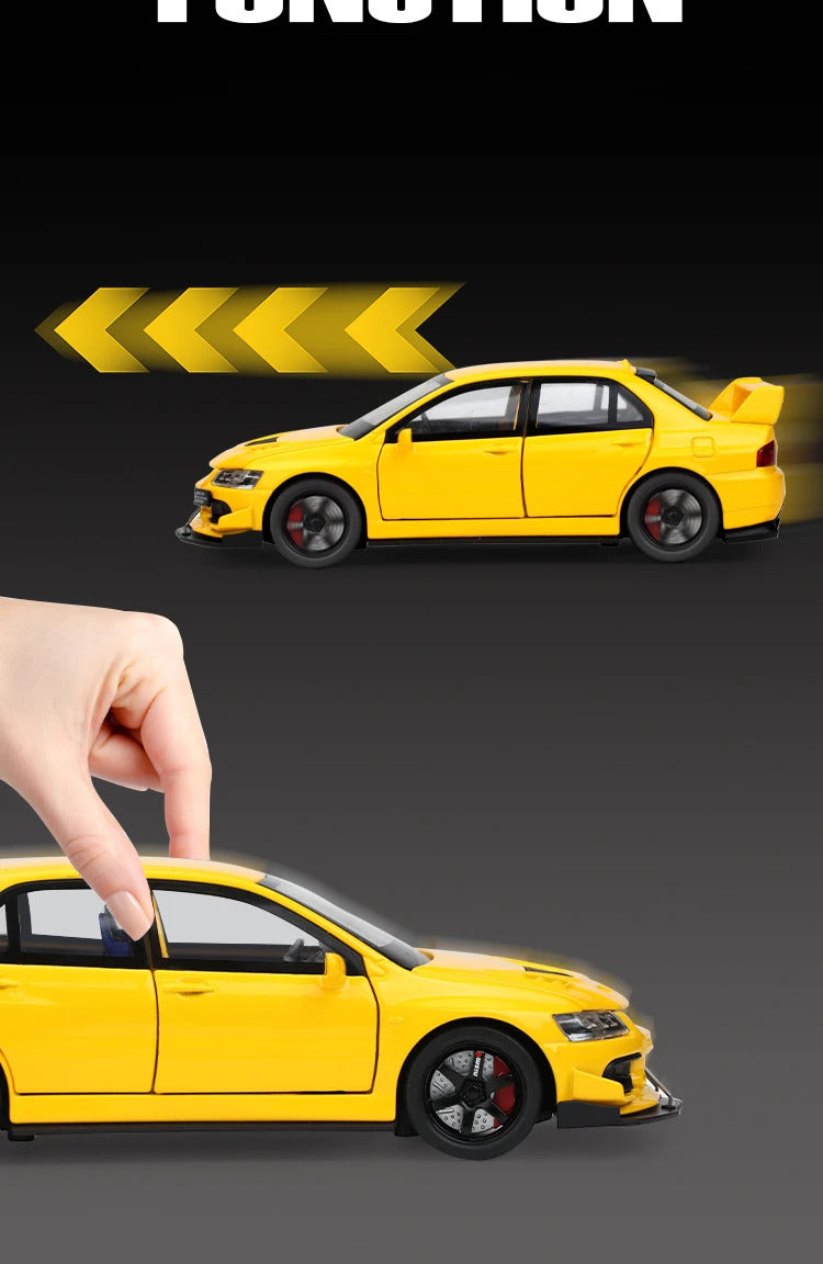 JDM 1:32 Mitsubishi Lancer Evolution Ninth Generation Super Racing Metal Alloy Diecast Car Model Sound & Light Right Rudder Gift