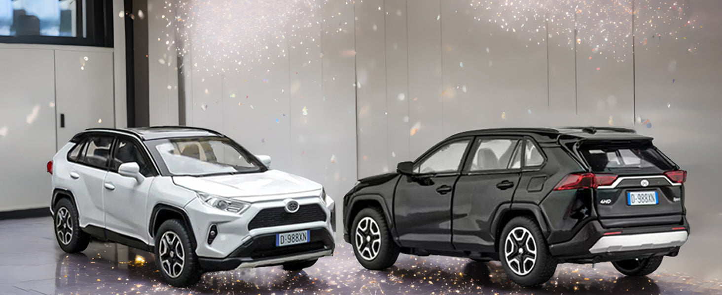 Model Car 1/32 RAV4 Toy Car Alloy Diecast Collectible Model with Light and Sound Toy Vehicle for Boys Kids Toddler Gift Black car