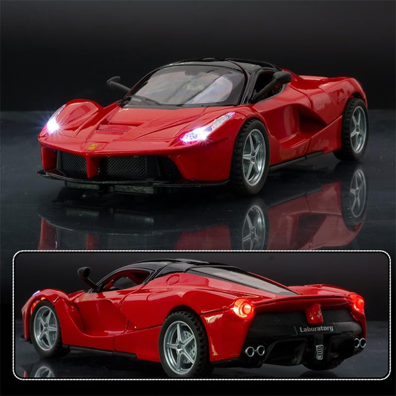 Alloy Collectible Red Ferrari Race LaFerrari Pull Back Vehicles Diecast Cars Model with Lights and Sound